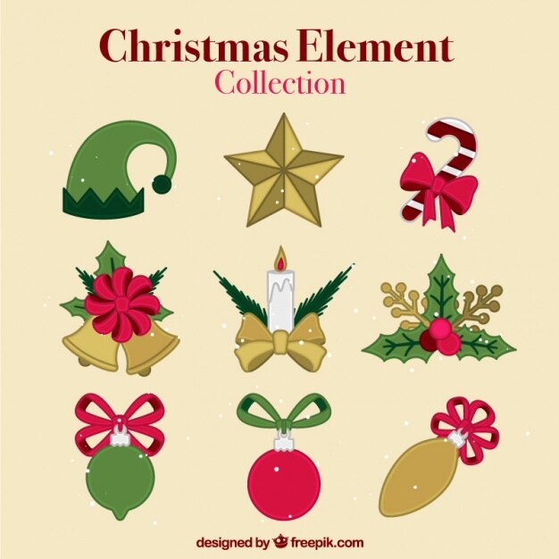 Vector gratuito colección de ornamentos de navidad dibujados a mano 