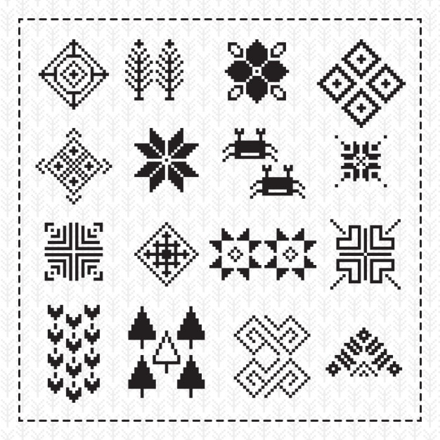 Colección de ornamentos pixelados