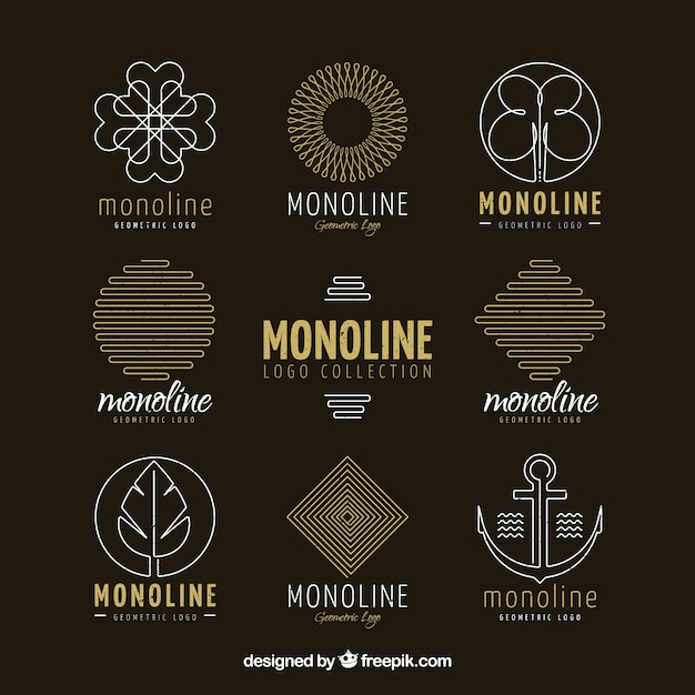 Colección oscura de logotipos monoline
