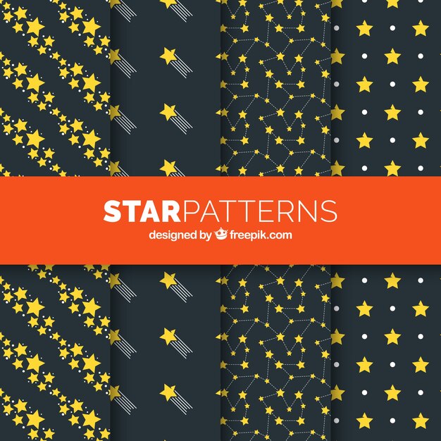 Colección oscuro de patrones de estrellas