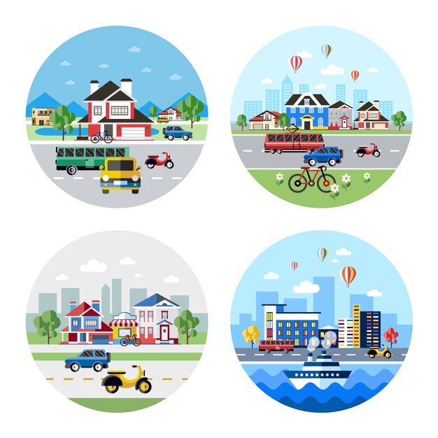 Colección de paisajes de ciudad