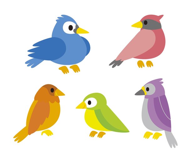 Colección de pájaros robin coloridos de diseño plano