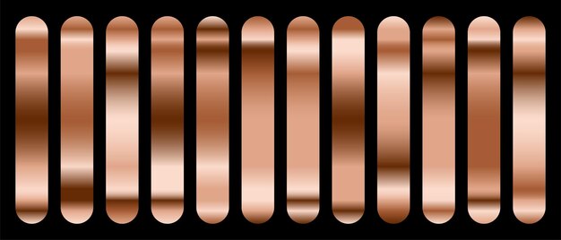 Colección de la paleta de muestras de oro rosa brillante para el elemento uiux