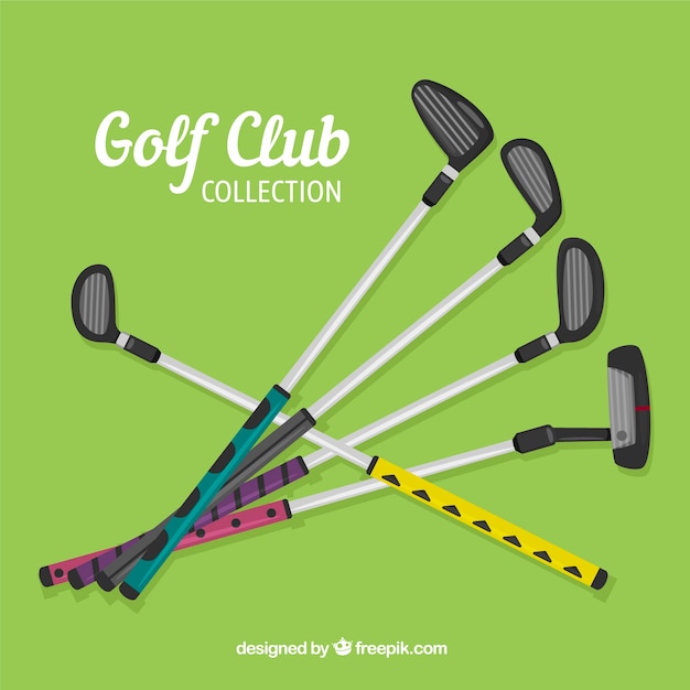 Colección de palos de golf coloridos