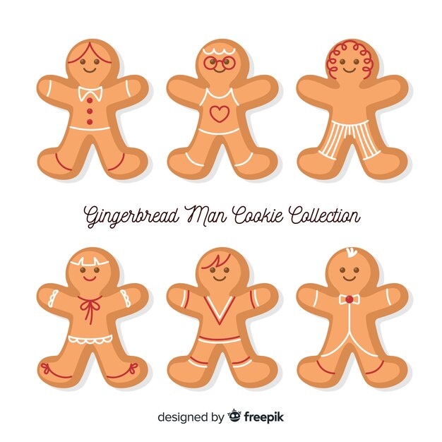 Colección pan de jengibre dibujados a mano