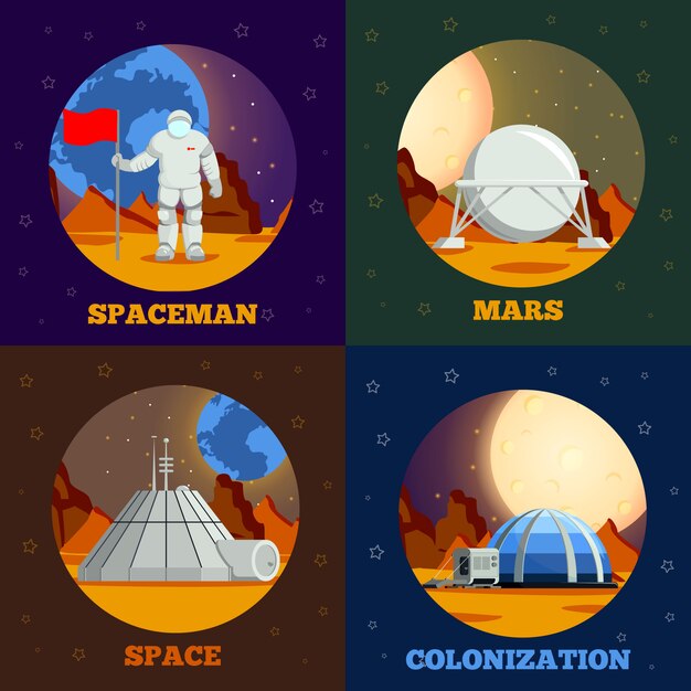Colección de pancartas de colonización de planetas