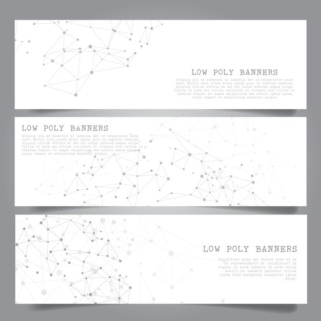 Colección de pancartas con diseño low poly