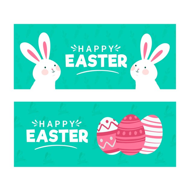 Colección de pancartas de pascua dibujadas a mano