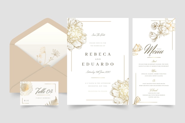 Colección de papelería de boda floral