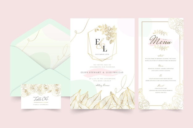 Colección de papelería de boda floral