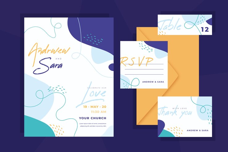 Vector gratuito colección de papelería de boda