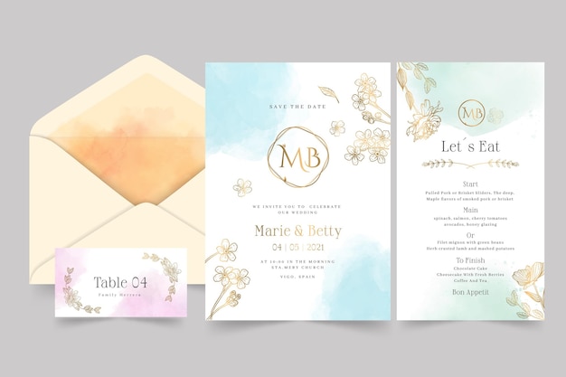 Vector gratuito colección de papelería floral para bodas