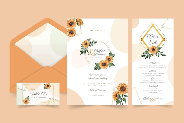 Colección de papelería floral para bodas