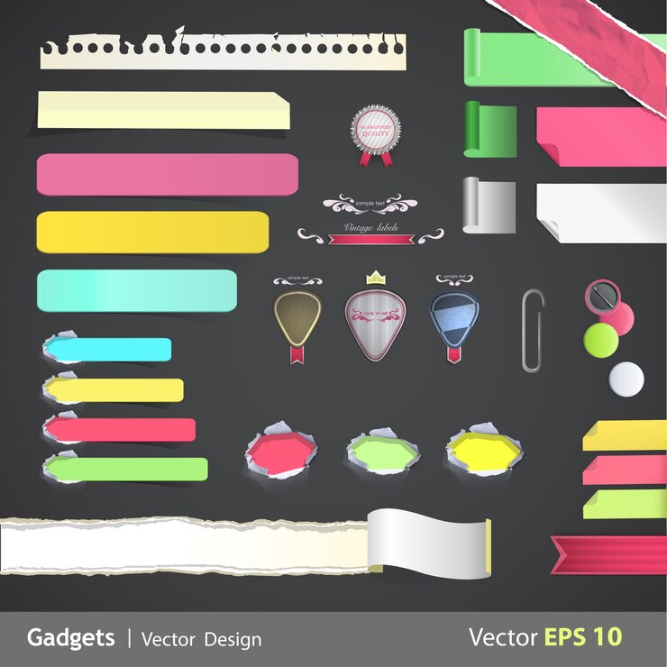 Vector gratuito colección de papeleria multicolor