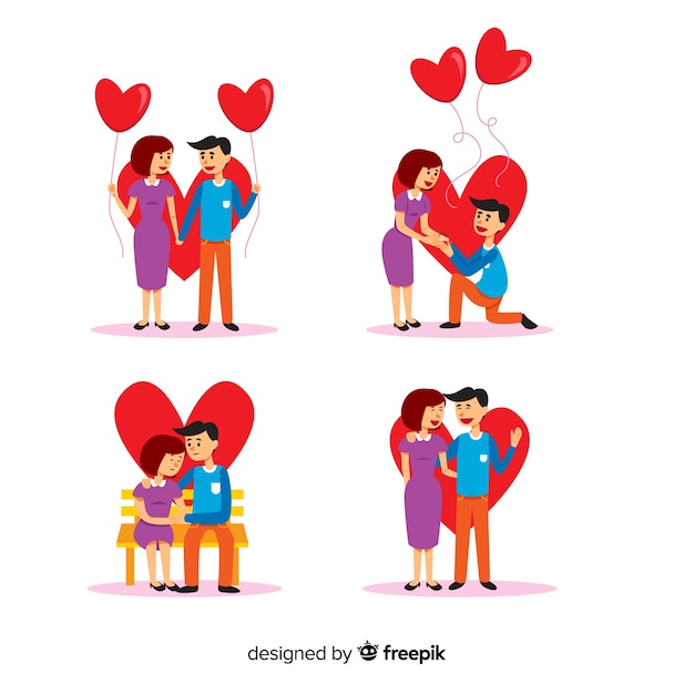 Vector gratuito colección de pareja para el día de san valentin