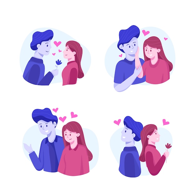 Vector gratuito colección de pareja joven de san valentín