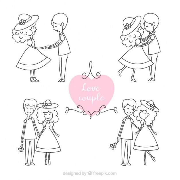 Vector gratuito colección de pareja joven sonriente