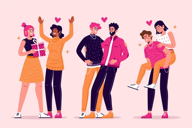 Colección pareja plana san valentín