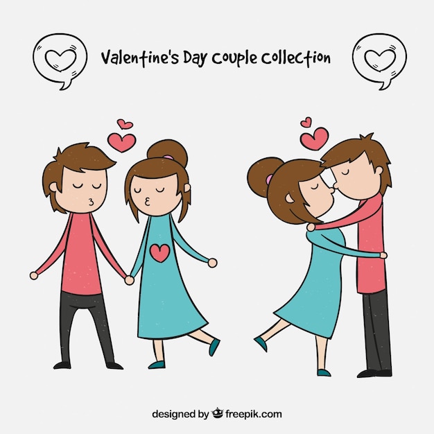 Vector gratuito colección de pareja de san valentín dibujada a mano