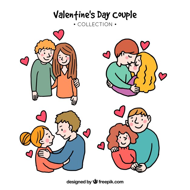 Colección de pareja de san valentín dibujada a mano