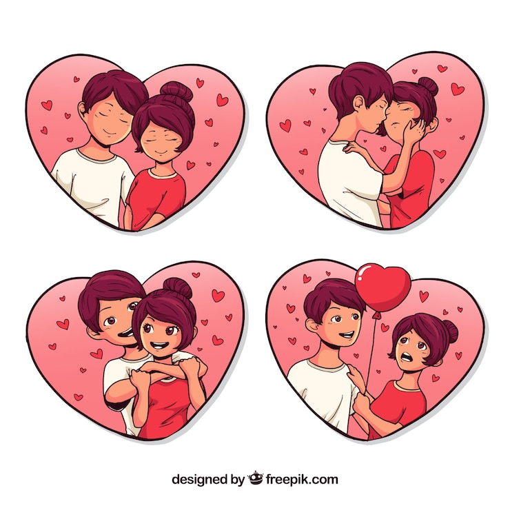 Vector gratuito colección pareja de san valentín dibujada a mano