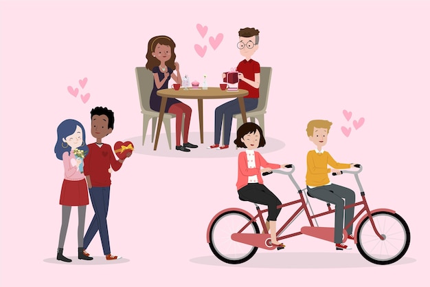 Vector gratuito colección pareja de san valentín dibujada a mano