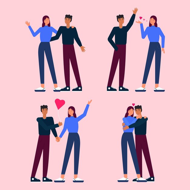 Colección pareja de san valentín dibujada a mano