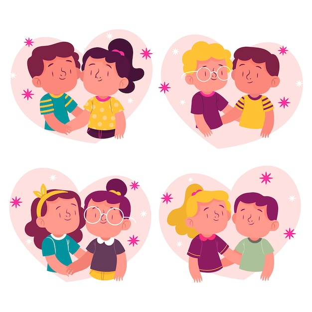 Vector gratuito colección pareja de san valentín dibujada a mano