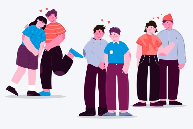 Colección pareja de san valentín dibujada a mano