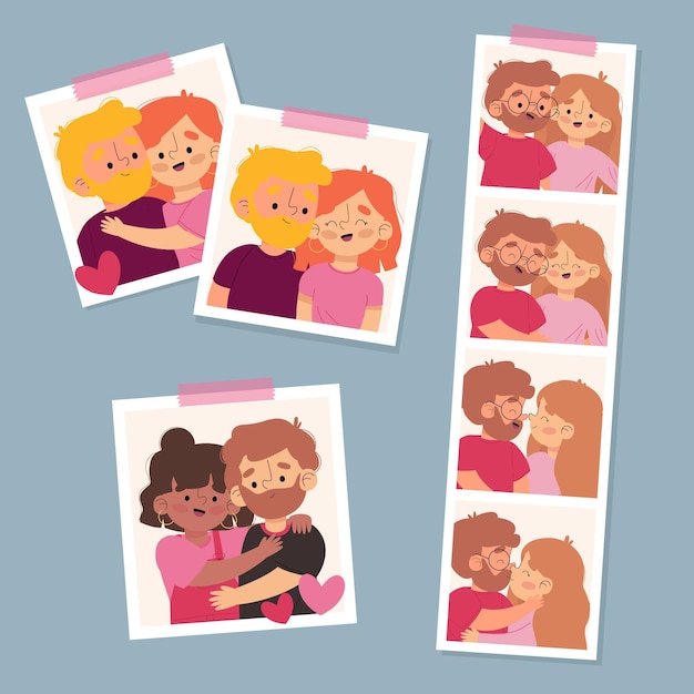 Vector gratuito colección pareja de san valentín dibujada a mano