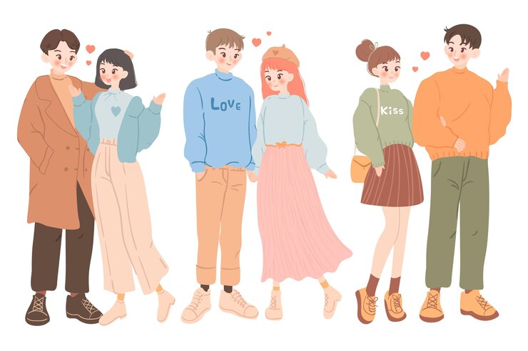 Vector gratuito colección pareja de san valentín dibujada a mano
