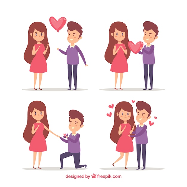 Vector gratuito colección de pareja de san valentín