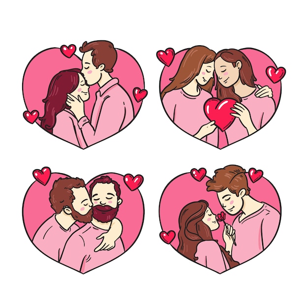 Vector gratuito colección de pareja de san valentín