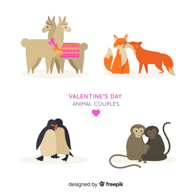 Colección de parejas de animales de San Valentín