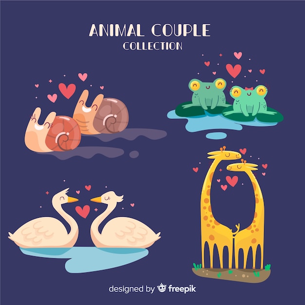 Vector gratuito colección parejas de animales san valentín