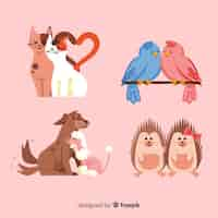 Vector gratuito colección parejas animales san valentín