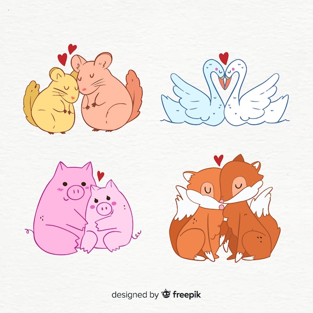 Colección parejas de animales san valentín