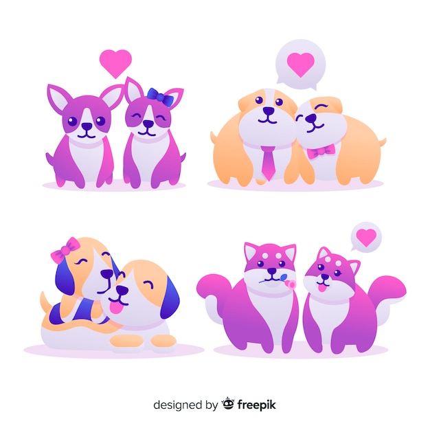 Colección parejas de animales san valentín