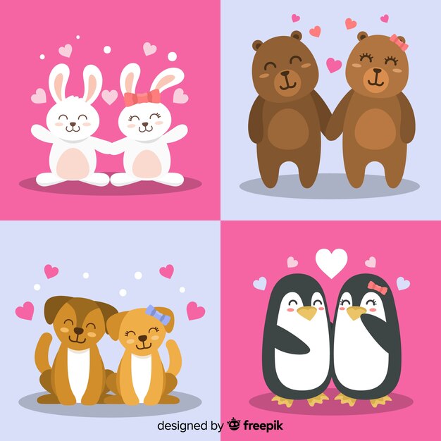 Colección parejas animales san valentín