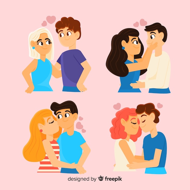 Vector gratuito colección parejas coloridas san valentín