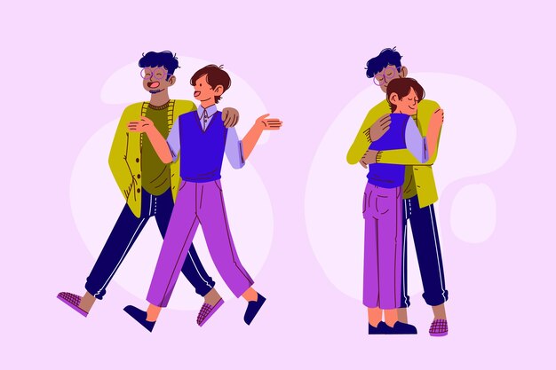 Colección de parejas del día del orgullo plano orgánico