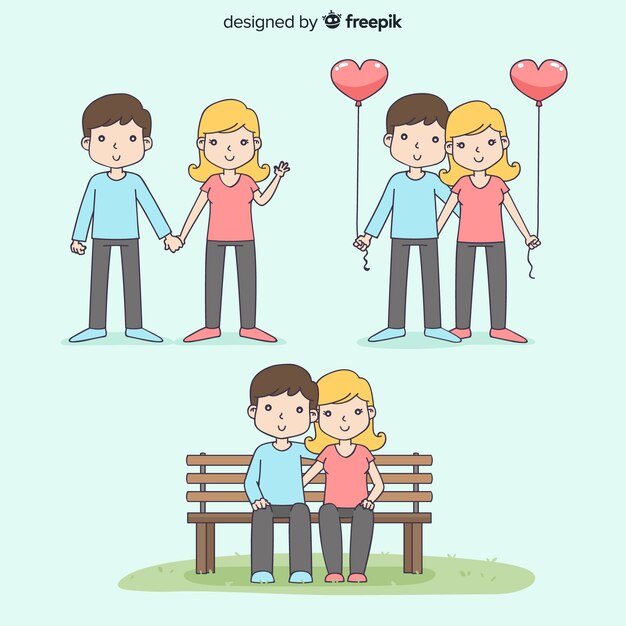 Colección parejas día de san valentín dibujos animados