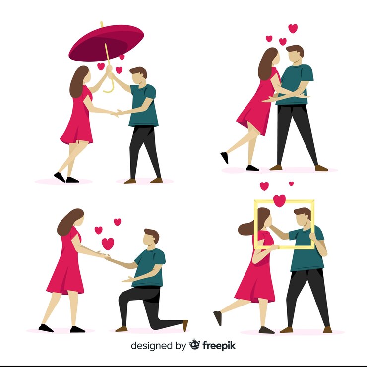 Vector gratuito colección parejas día de san valentín simples