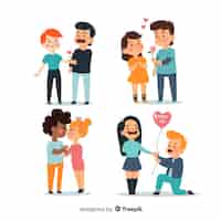 Vector gratuito colección de parejas del día de san valentín