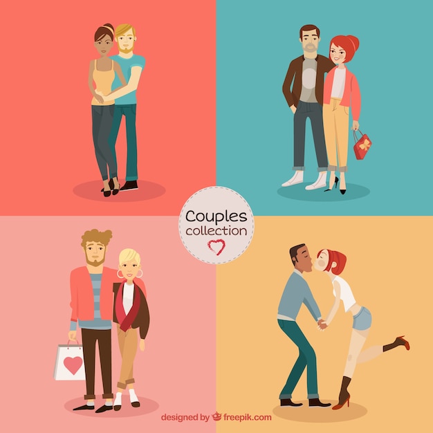 Vector gratuito colección de parejas enamoradas