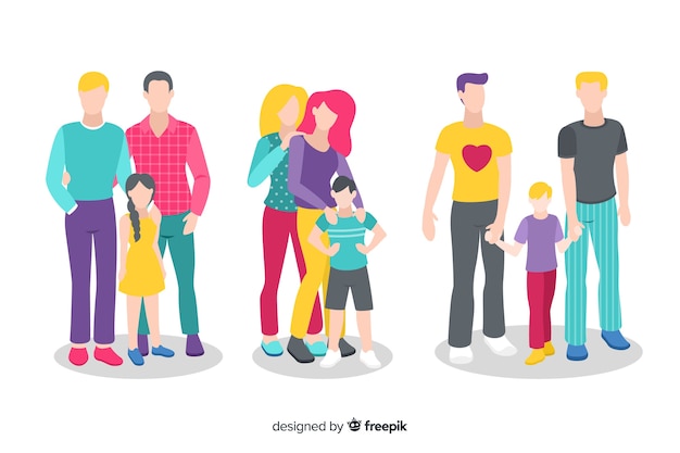 Colección parejas y familias día del orgullo
