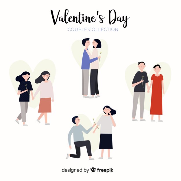 Colección parejas con flor día de san valentín