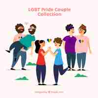 Vector gratuito colección de parejas de orgullo lgbt en estilo plano