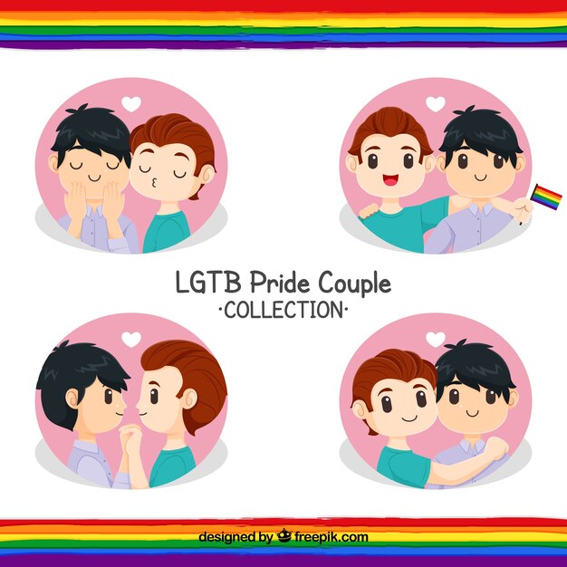 Colección de parejas de orgullo lgbt en estilo plano