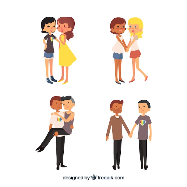 Vector gratuito colección de parejas del orgullo lgbt